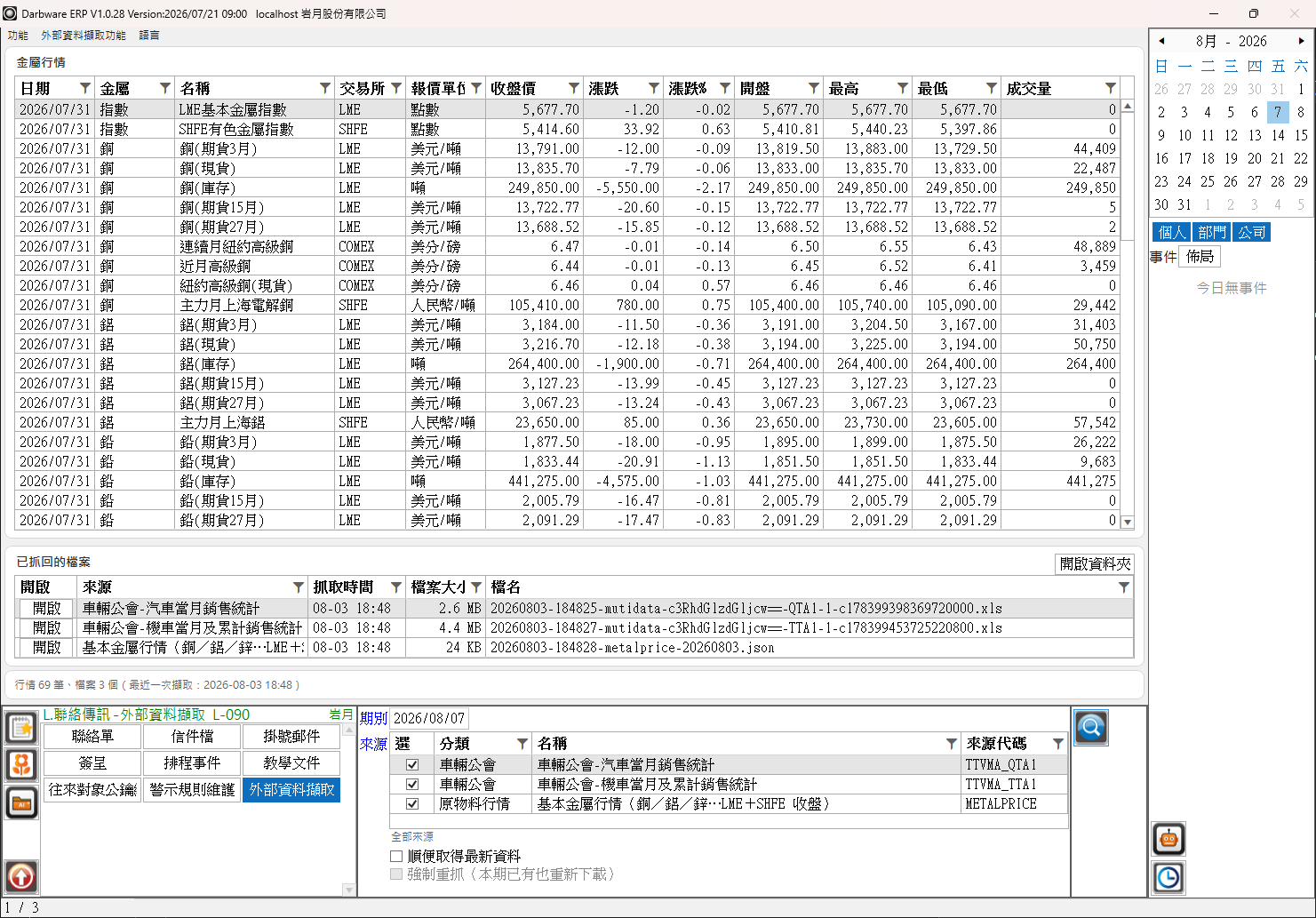 查詢結果（三個分頁＋訊息列）